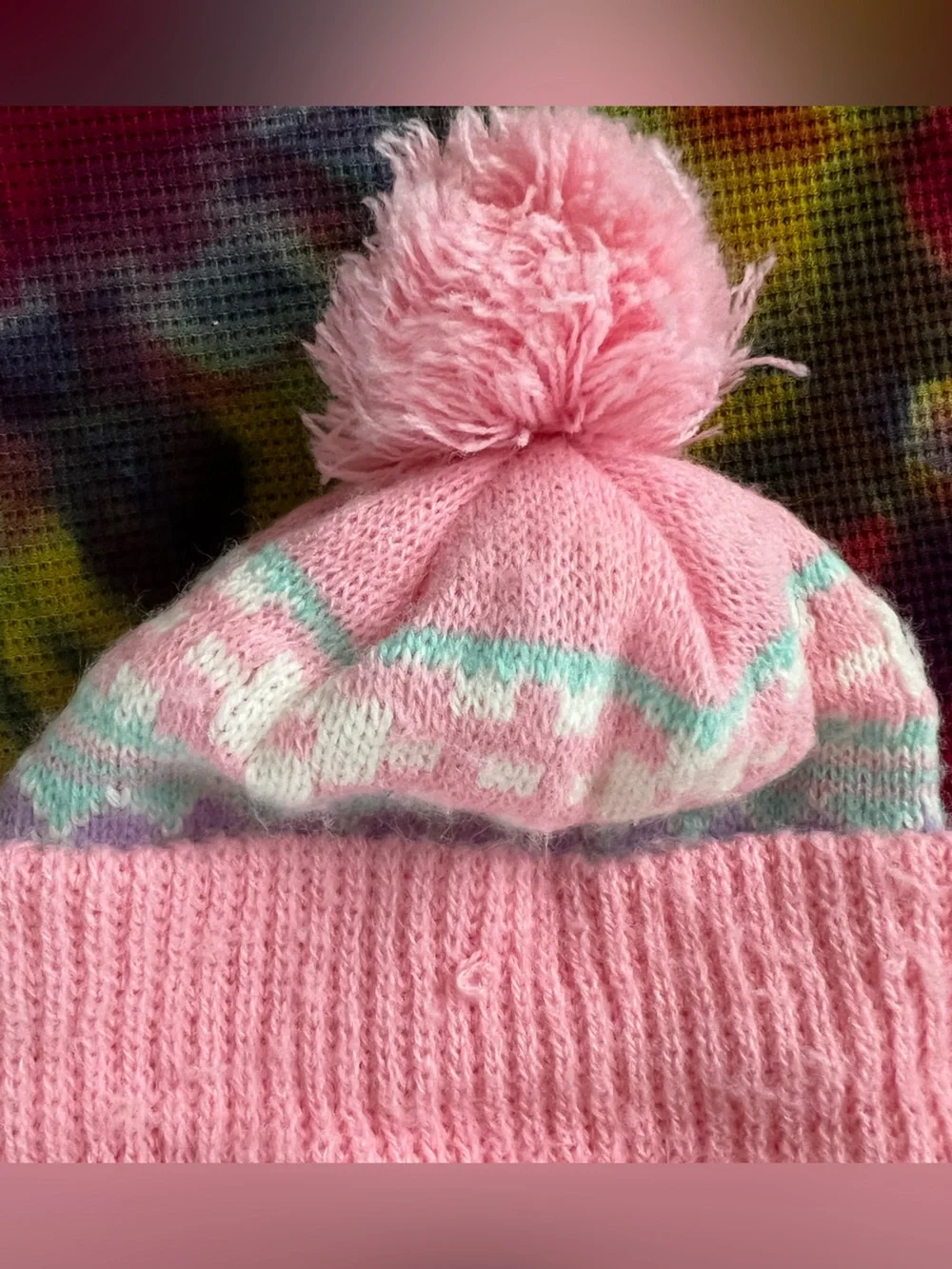 🩷 Vintage 90s Knit Pom Pom Beanie Winter Hat